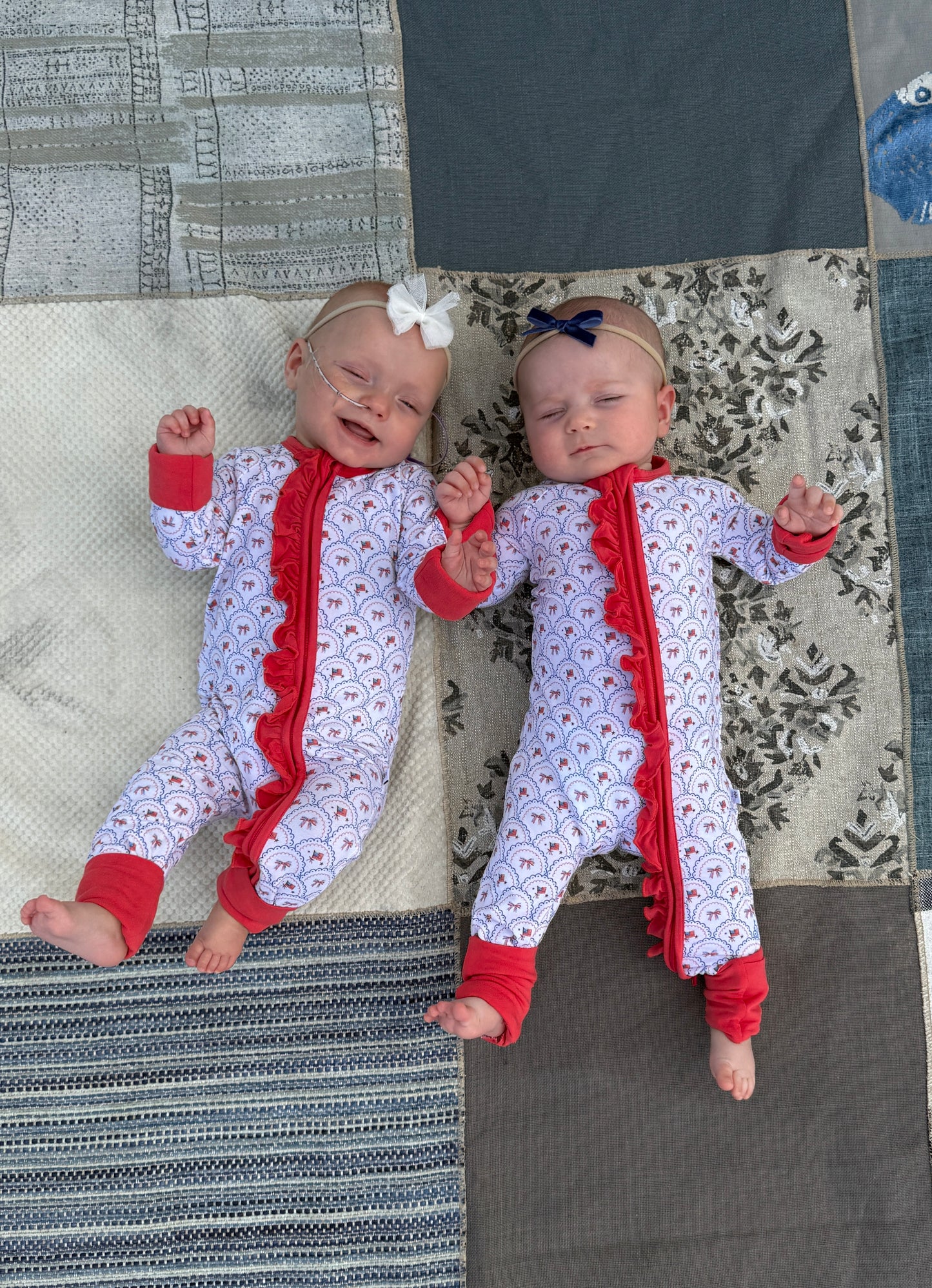 Liberty & Lace Ruffled Zippered Baby Romper