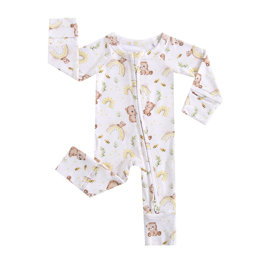 Sweet as Honey Zippered Baby Romper