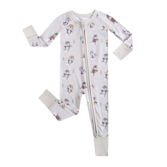 Penguins On Ice Zippered Baby Romper