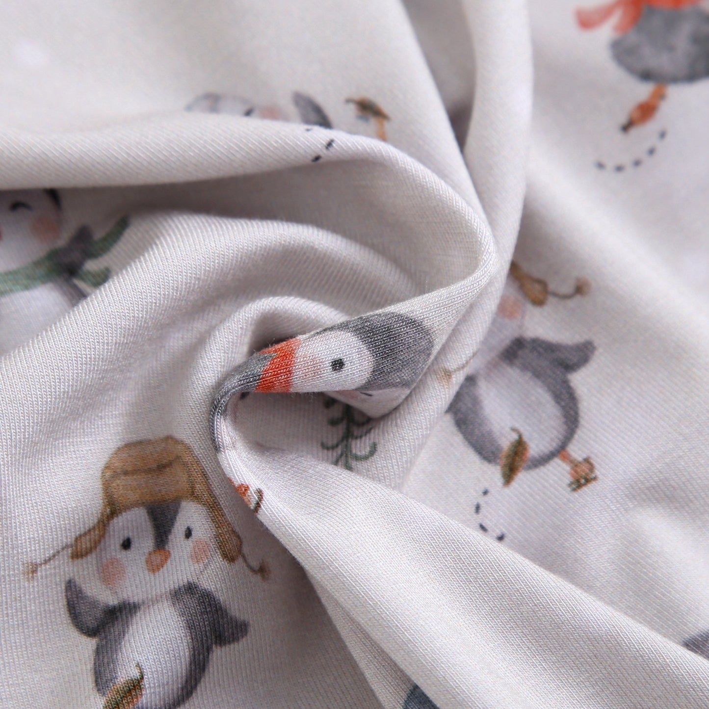 Penguins On Ice Zippered Baby Romper Close Up