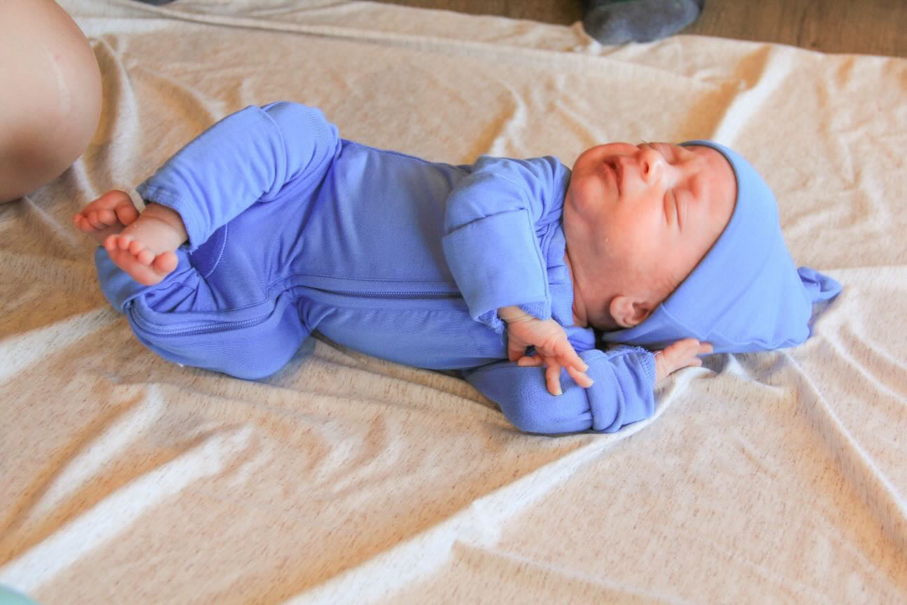Pure Blue Zippered Baby Romper