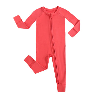 Berry Red Zippered Baby Romper