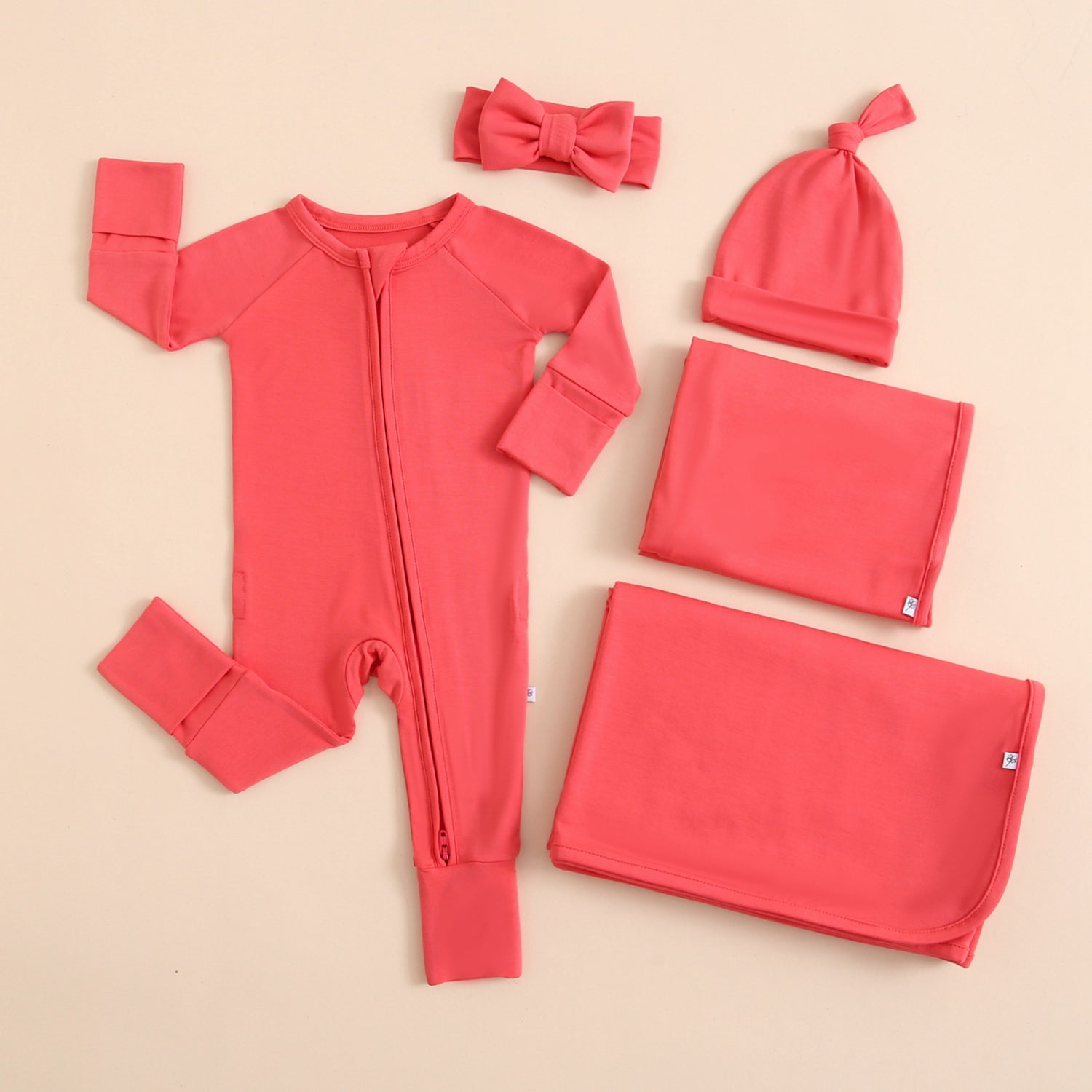 Berry Red Zippered Baby Romper Set