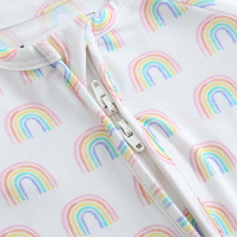 Forever Rainbow Zippered Baby Romper Double Zipper