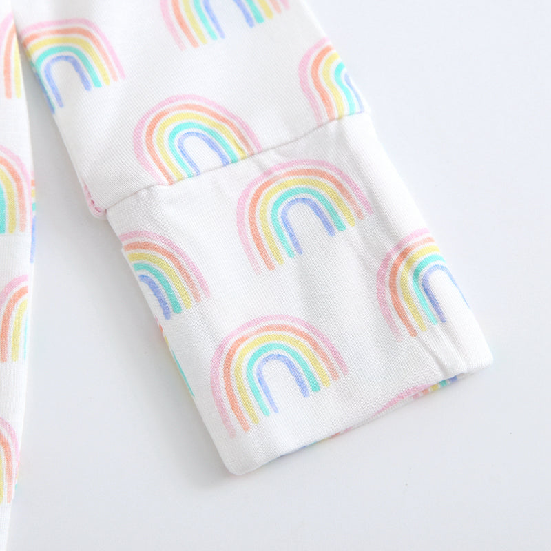 Forever Rainbow Zippered Baby Romper Mitt Cuffs