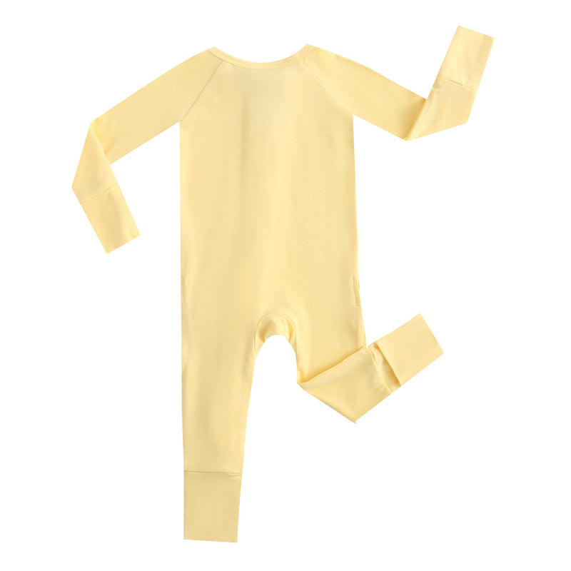 Happy Yellow Zippered Baby Romper Back