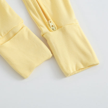 Happy Yellow Zippered Baby Romper Foot Cuffs