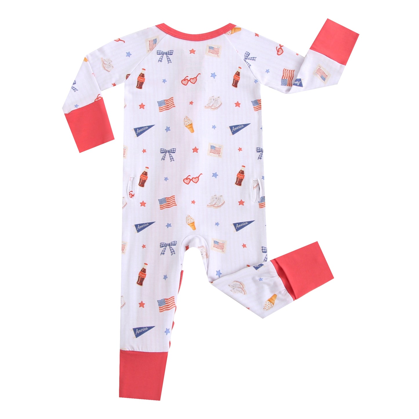 All American Sweetie Ruffled Zippered Baby Romper