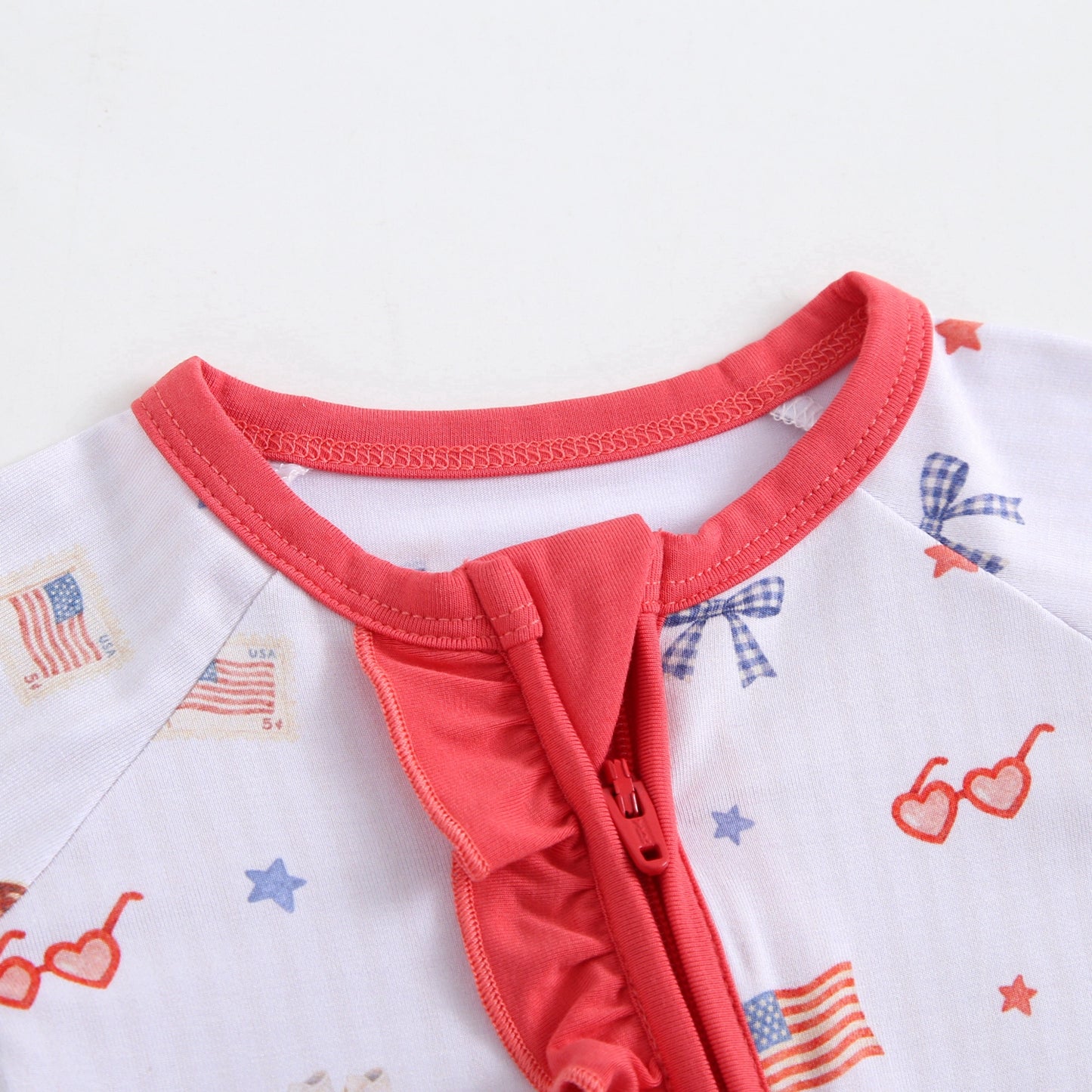 All American Sweetie Ruffled Zippered Baby Romper