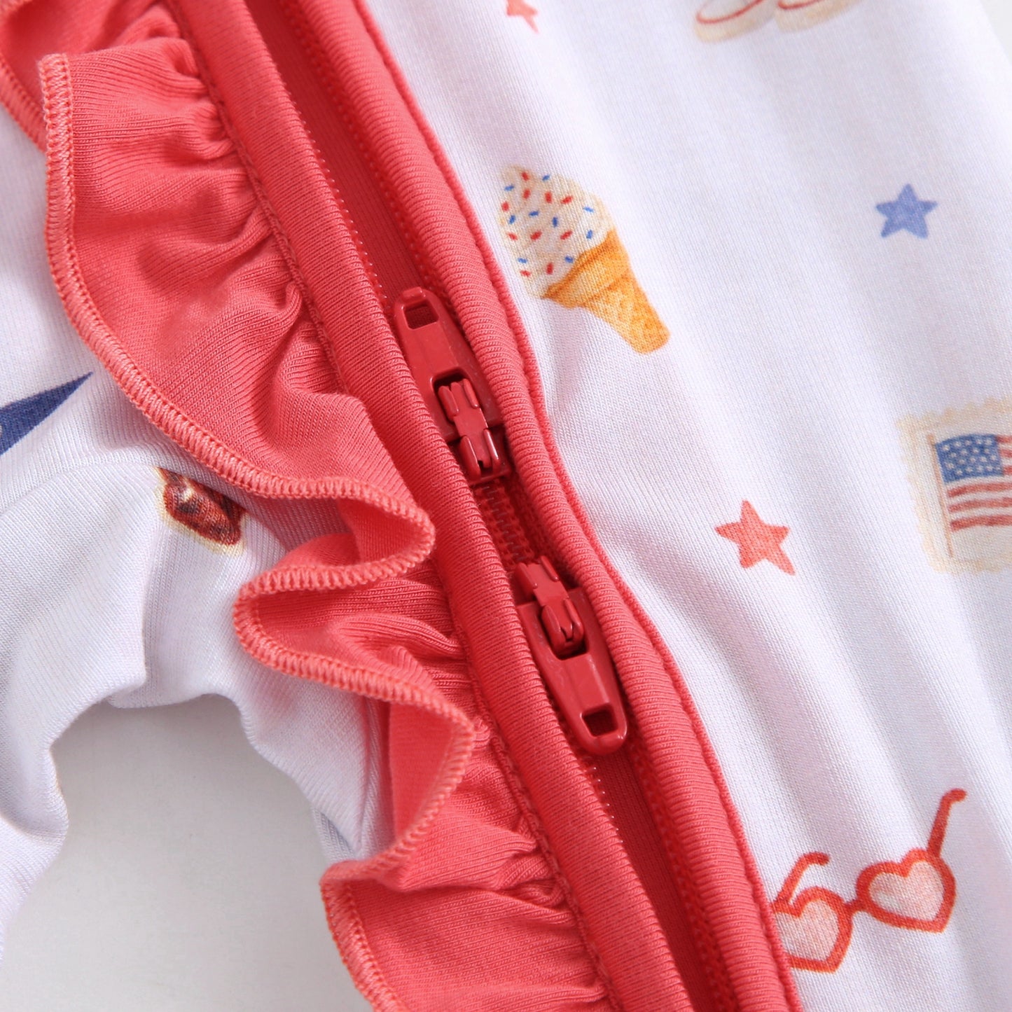 All American Sweetie Ruffled Zippered Baby Romper