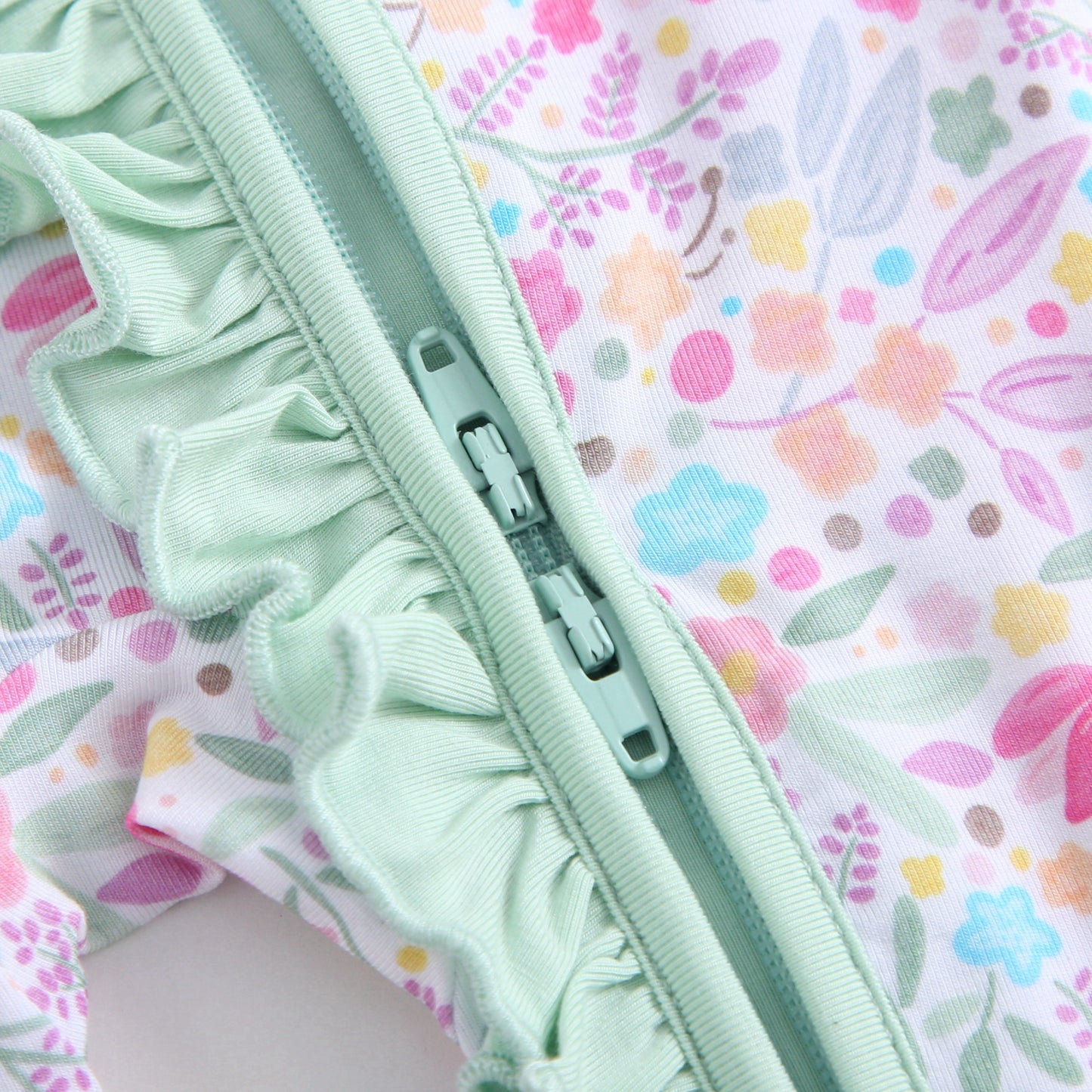 Tiny Blooms Ruffled Zippered Baby Romper