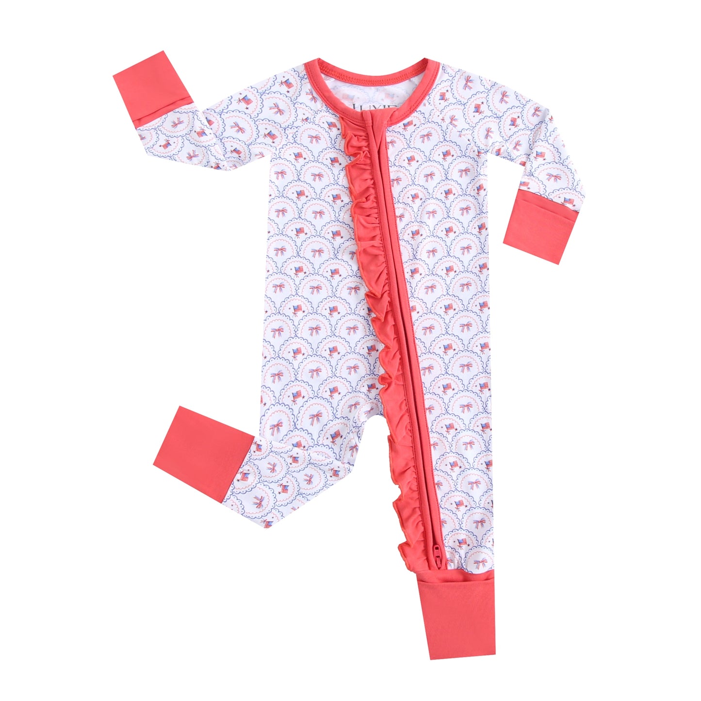 Liberty & Lace Ruffled Zippered Baby Romper