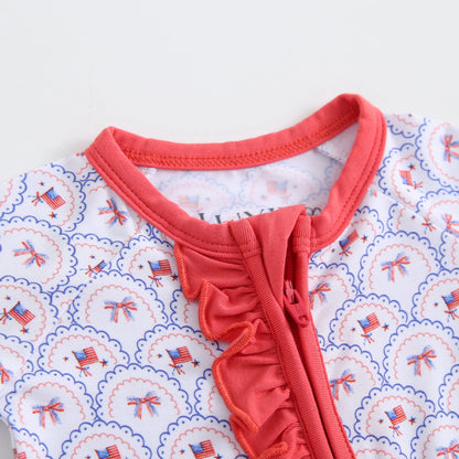 Liberty & Lace Ruffled Zippered Baby Romper