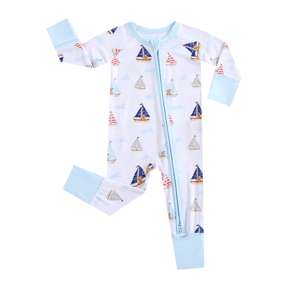 Ruff Waves Zippered Baby Romper