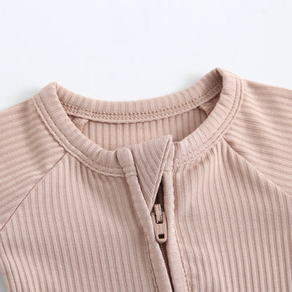 Maple Ribbed Zippered Baby Romper
