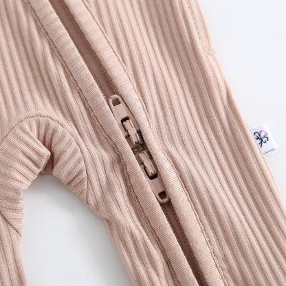 Maple Ribbed Zippered Baby Romper