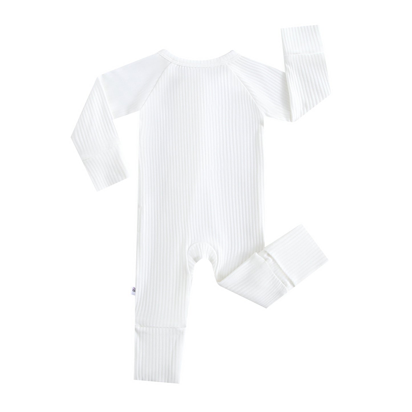 Snow Ribbed Zippered Baby Romper