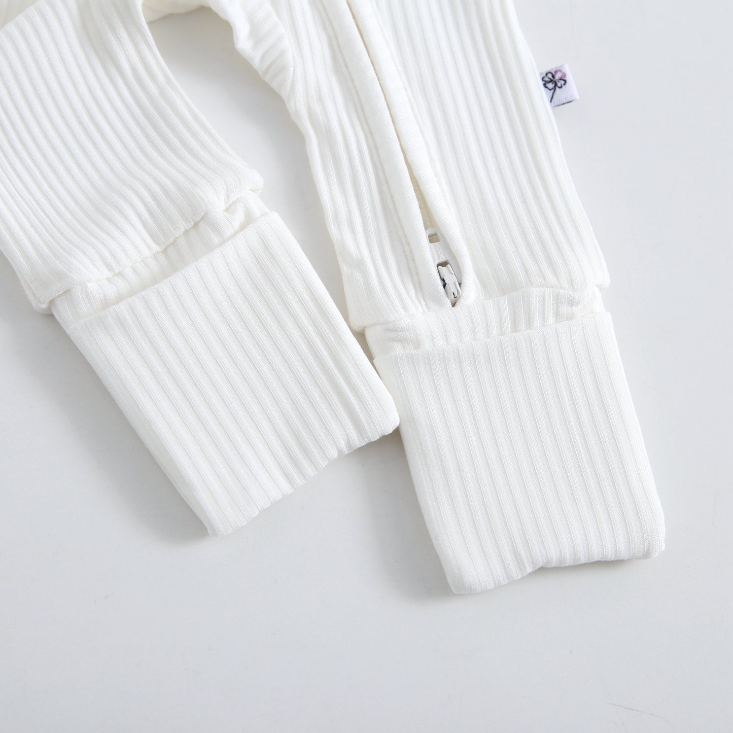 Snow Ribbed Zippered Baby Romper