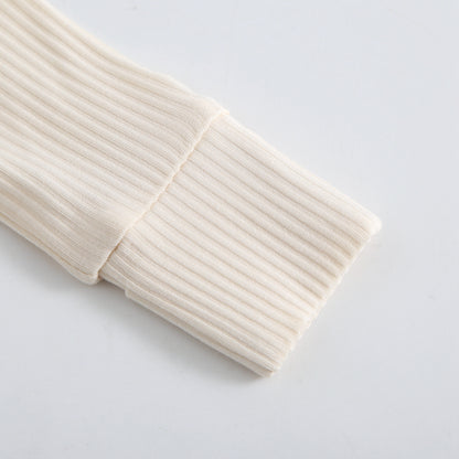 Oatmeal Ribbed Zippered Baby Romper