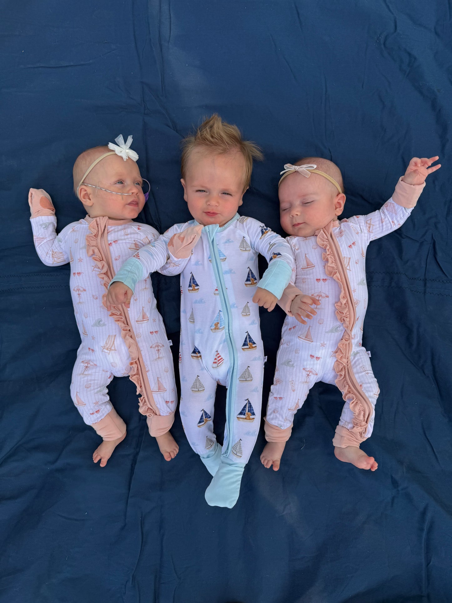 Beach Baby Ruffled Zippered Baby Romper