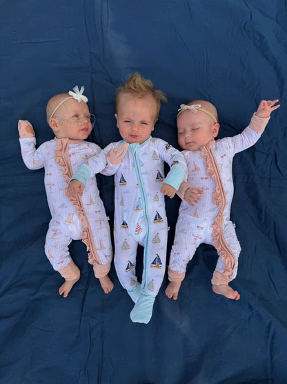 Ruff Waves Zippered Baby Romper