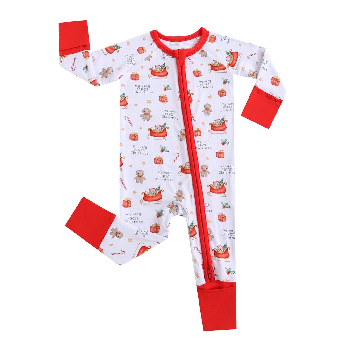 First Sweet Christmas Zippered Baby Romper