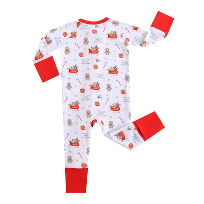 First Sweet Christmas Zippered Baby Romper