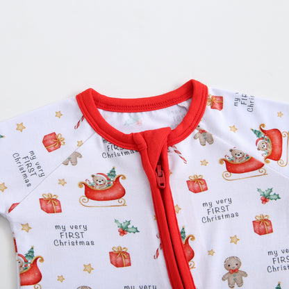 First Sweet Christmas Zippered Baby Romper