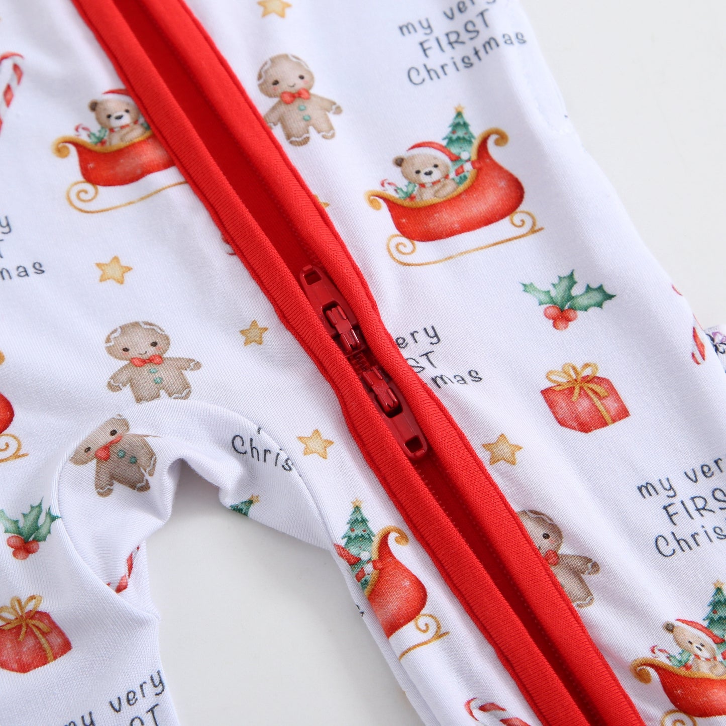 First Sweet Christmas Zippered Baby Romper
