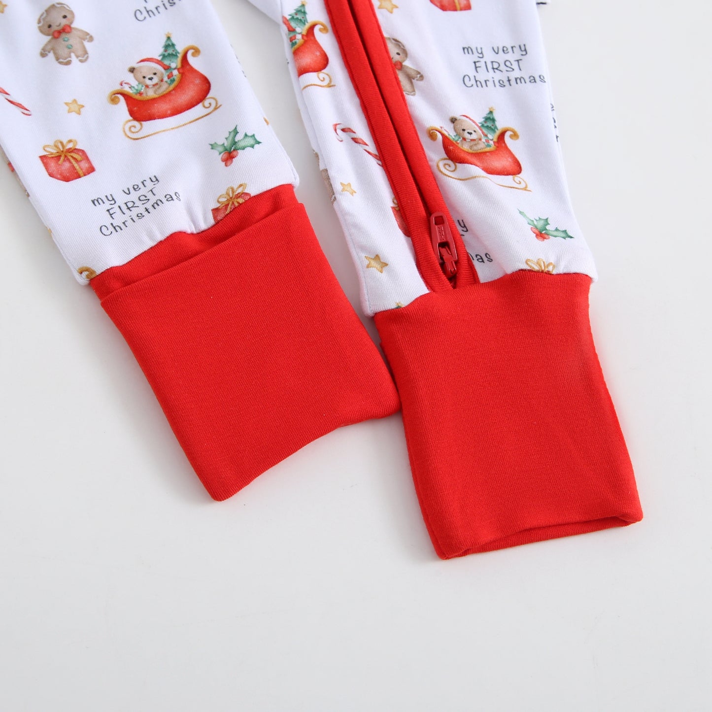 First Sweet Christmas Zippered Baby Romper