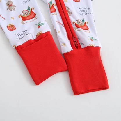 First Sweet Christmas Zippered Baby Romper
