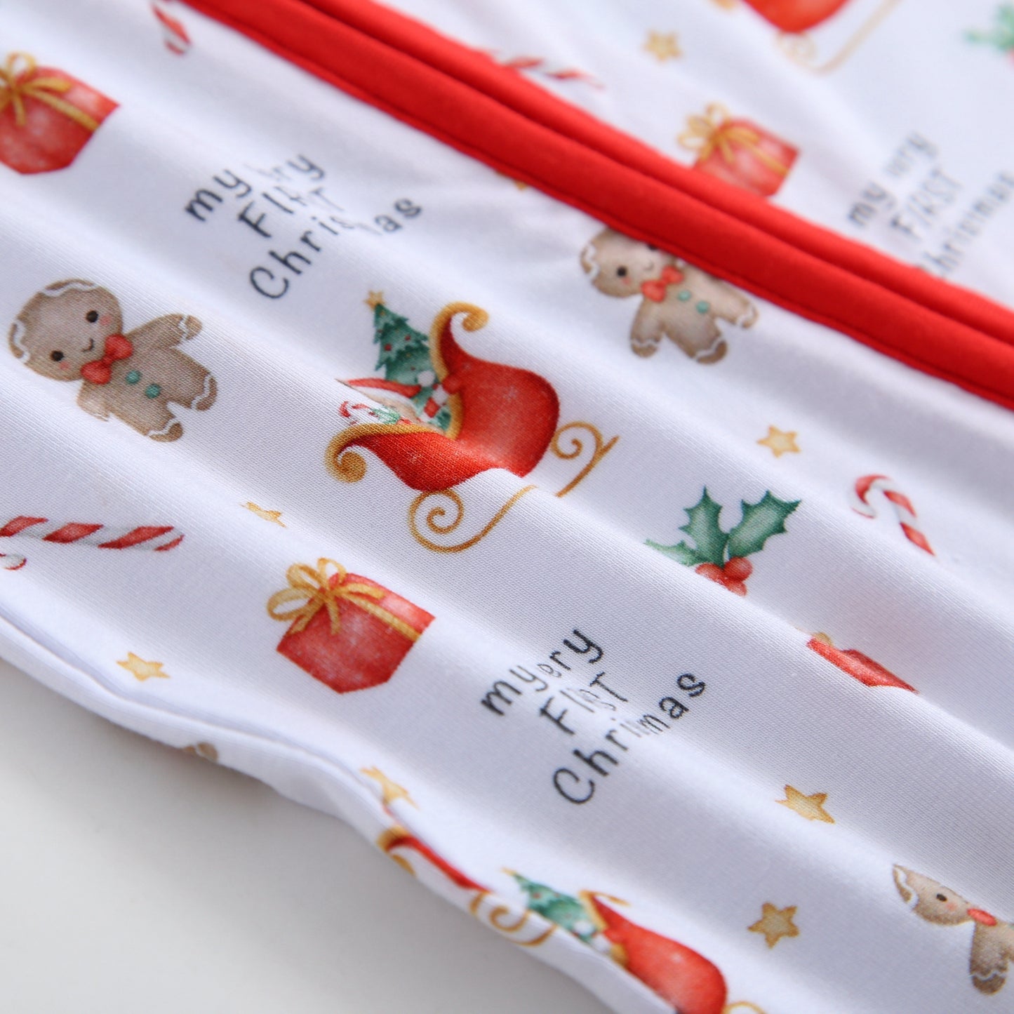 First Sweet Christmas Zippered Baby Romper