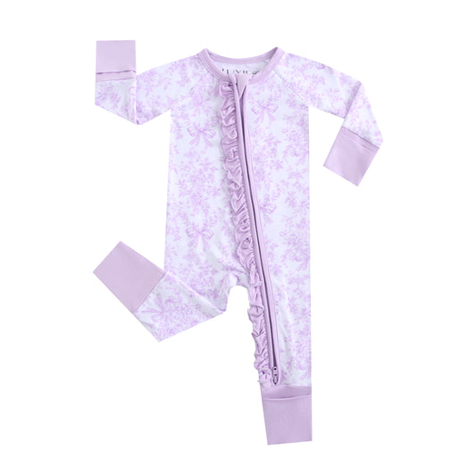 Bows & Blooms Ruffled Zippered Baby Romper