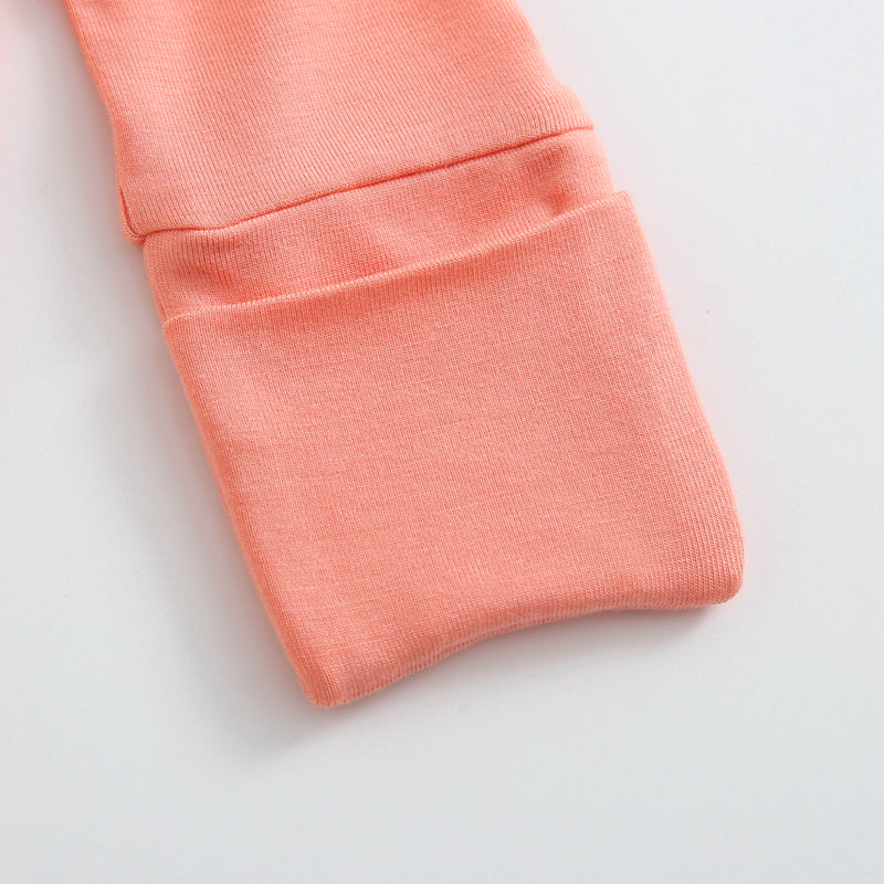 Joyful Coral Zippered Baby Romper Mitt Cuffs