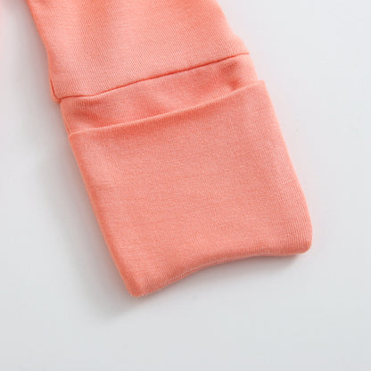 Joyful Coral Zippered Baby Romper Mitt Cuffs