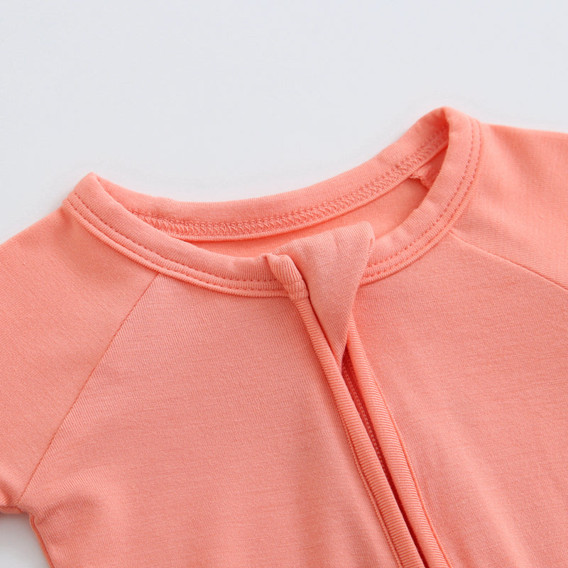 Joyful Coral Zippered Baby Romper Top