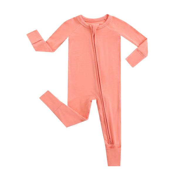 Joyful Coral Zippered Baby Romper Micro Preemie