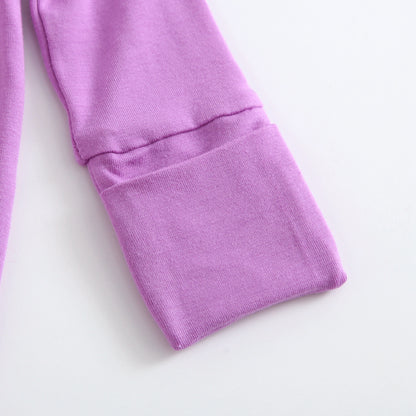 Luxie Lavender Ruffled Zipper Baby Romper Mitt Cuffs
