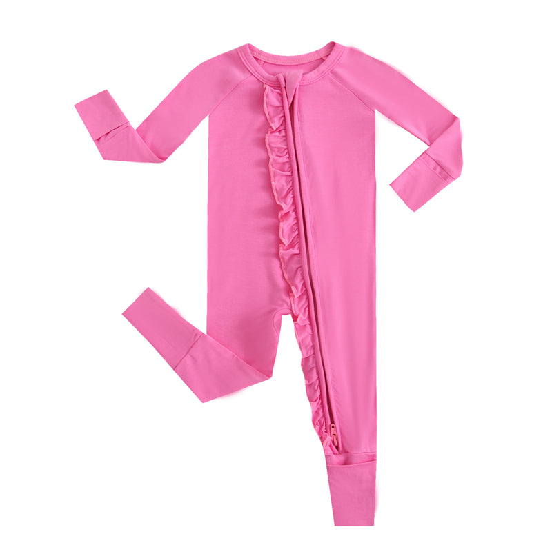 Perfectly Pink Ruffled Zipper Baby Romper