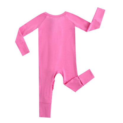 Perfectly Pink Ruffled Zipper Baby Romper Back