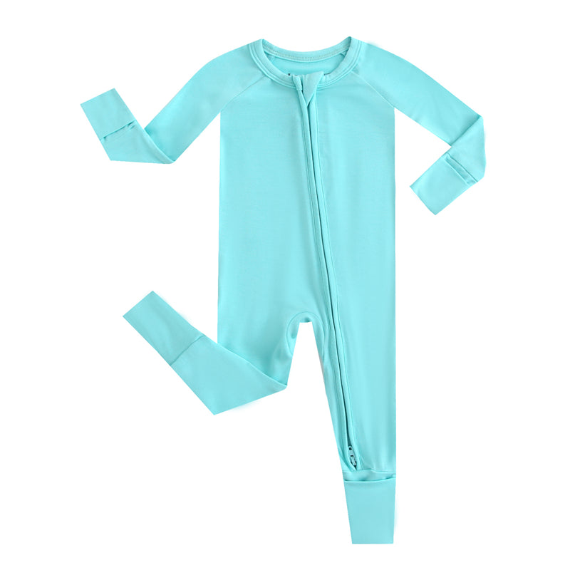 Tranquil Turquoise Zippered Baby Romper