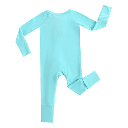 Tranquil Turquoise Zippered Baby Romper Back