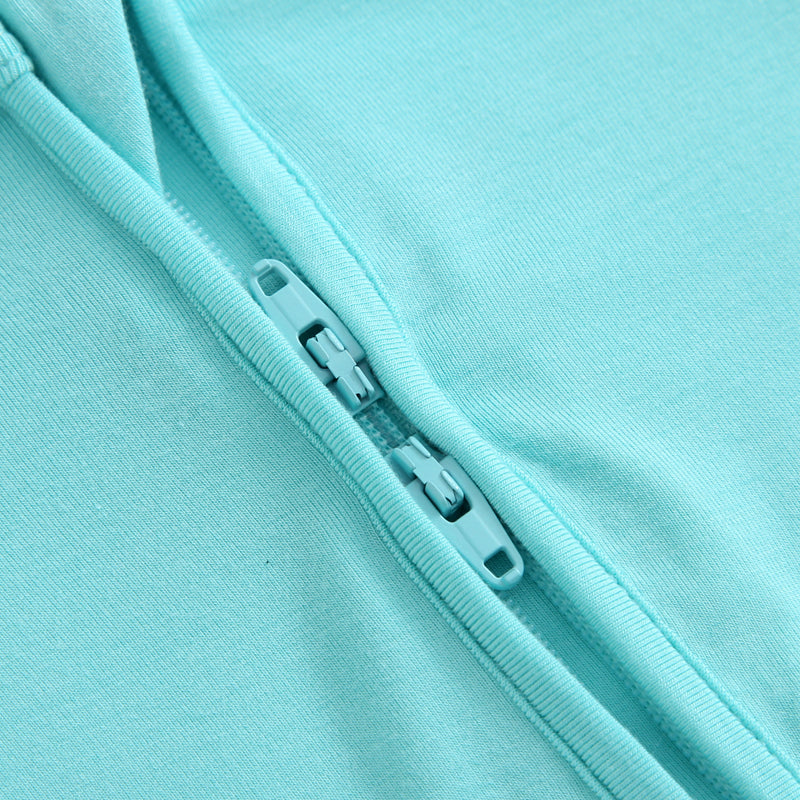 Tranquil Turquoise Zippered Baby Romper Double Zipper