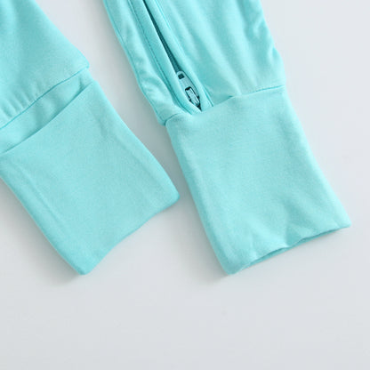 Tranquil Turquoise Zippered Baby Romper Foot Cuffs