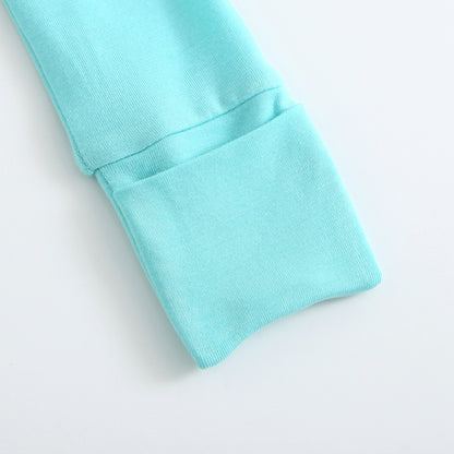 Tranquil Turquoise Zippered Baby Romper Mitt Cuffs